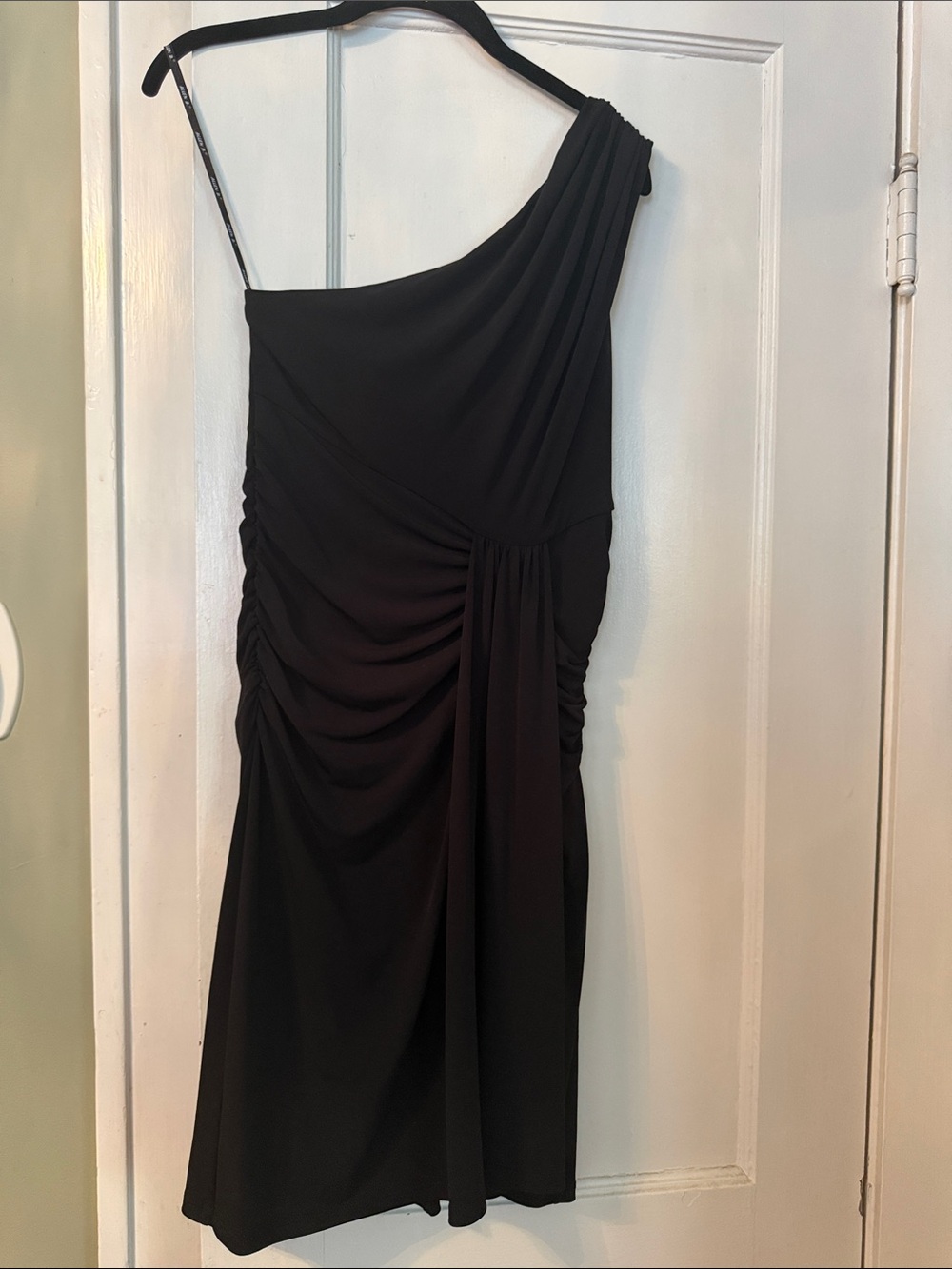 Allen B. By Allen Schwartz Black One-Shoulder Draped Cocktail Dress